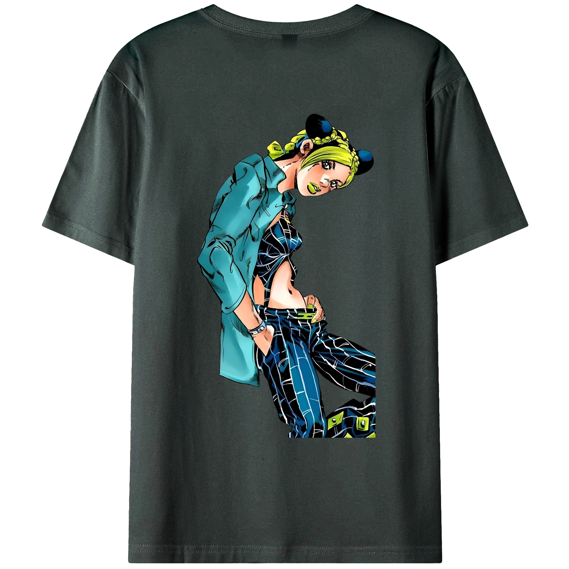 （画像用） "ジョジョの奇妙な冒険 くうじょう ジョリーン JoJo's Bizarre Adventure Jolyne Cujoh " 綿100％ メンズ半袖Tシャツ（バックプリント） 通気性